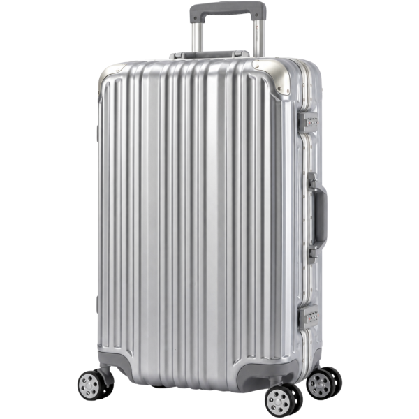 Travelhouse London Reisekoffer M Silber 65 x 42 x 24 cm | Polycarbonat-Hartschale | TSA-Schloss, Aluminiumrahmen