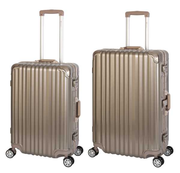London | 2er Set | Trolleys 4 Rollen | Polycarbonat Hartschale | Alu-Rahmen | Reisekoffer M+L