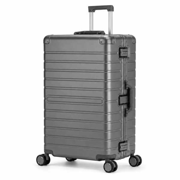 Travelhouse Oslo großer Reisekoffer L Schwarz 75 x 48 x 29 cm | Aluminium-Hartschale | TSA-Schloss, Aluminiumrahmen